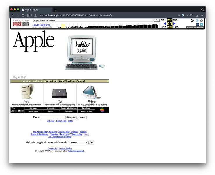 The history of websites - Apple.com