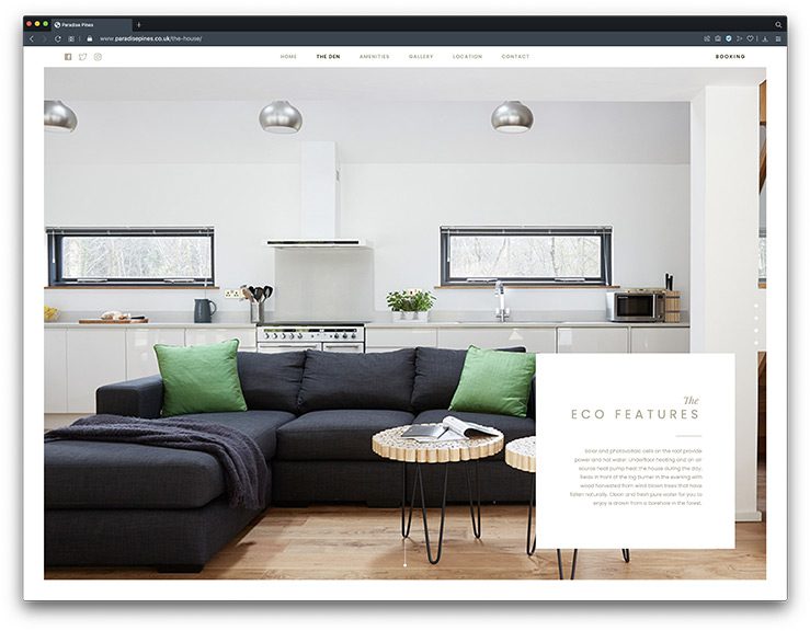 modern holiday home website design